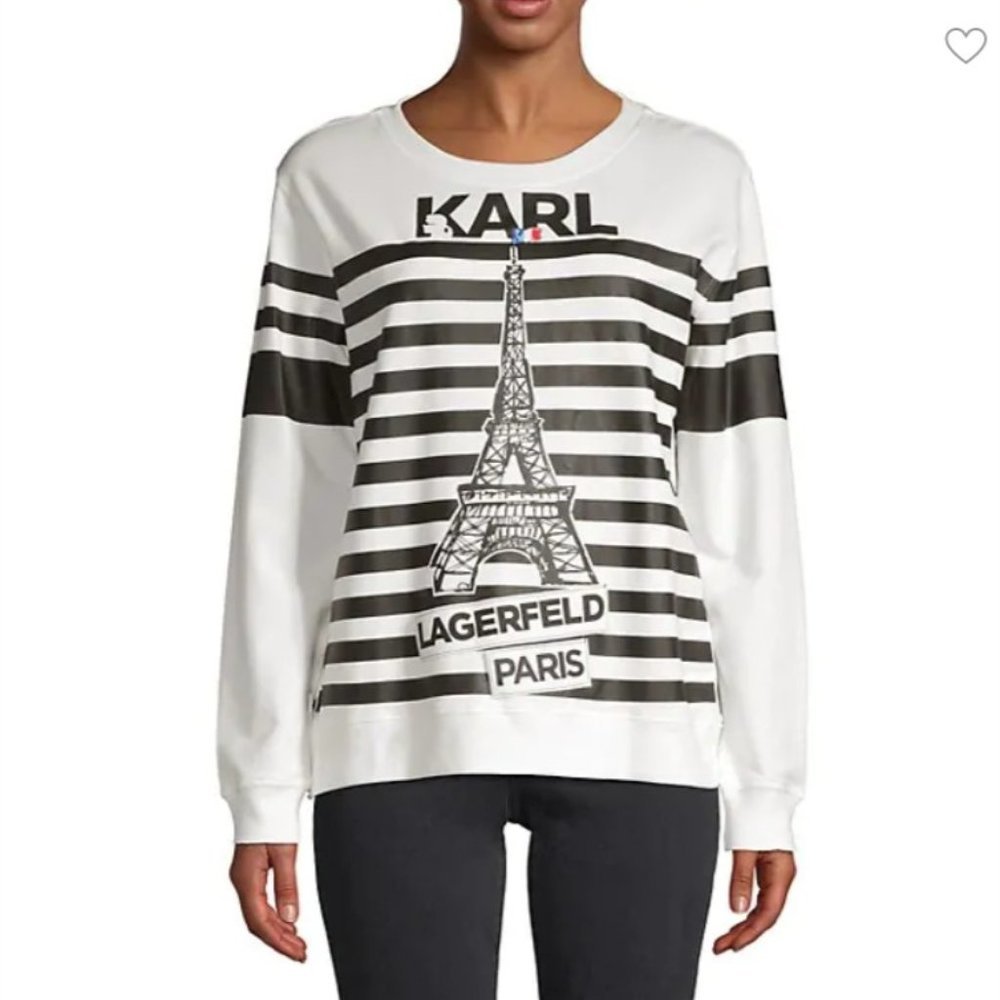 Karl Lagerfeld Paris Striped Cotton Sweatshirt XS